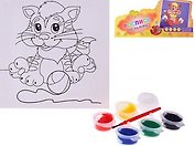 Роспись по холсту Котенок с клубком (6 красок + кисть) (654051) (упаковка)