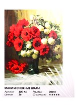 Набор для творчества ТМ Белоснежка Живопись на холсте 30*40см Маки и снежные шары 305-AS