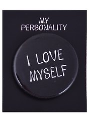 Значок круглый I Love Myself (черный) (металл) (38см) (ЗН2021-006)