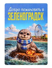 Магнит декоративный Нерпа и янтарь (Калининград) (70х100мм) (FH072)