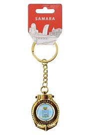 Брелок-якорь золотой Стелла Ладья,Герб (металл) (Самара) (121G18K-55-1-55-3)