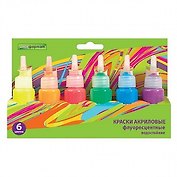 Краски акриловые 06цв 27мл "Color game" флуоресцентные, schoolФОРМАТ