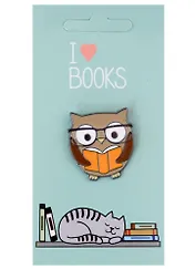 Значок  I love books Сова с книгой (металл) (12-08599-965)
