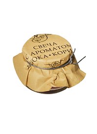 Свеча в стеклянной банке с бумажной крышкой яблоко и корица (32807) (7,2х7,2х5,1)