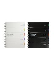 Тетрадь 120л кл. "Black and White" пласт.обл., вырубка, спираль, 5 цв.разделителя, инд.уп., ассорти