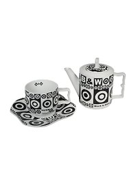 GiftLand Набор: Чайник с чашкой и блюдцем "Black & White "Super Star" 8521