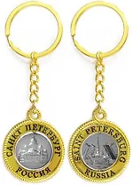 Сувенир, АКМ, Брелок-канат, "Исаакиевский собор", металл, вставка фигурная, цвет золото