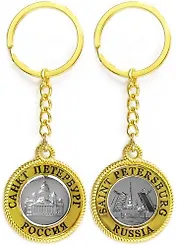 Сувенир, АКМ, Брелок-канат, "Исаакиевский собор", металл, вставка фигурная, цвет золото