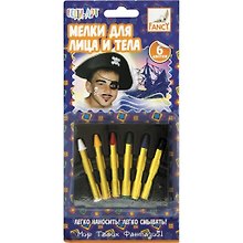 Мелки для грима лица и тела, 6 цветов, Fancy Creative