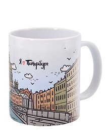 Кружка СПб Я люблю Петербург (набережная и дома) (керамика) (330мл)