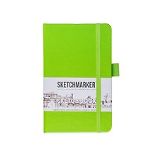 Скетчбук 9*14 80л "Sketchmarker" зеленый луг, 140г/м2, слоновая кость, тв.обл.