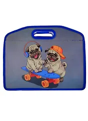 Папка для тетрадей А4 "Мопсы" 34*25*8см пластик, молния, выруб.ручка, расширение