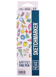 Ручки капиллярные 12цв Artist fine pen Light colors, к/к, Sketchmarker