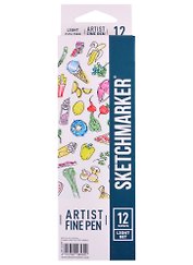 Ручки капиллярные 12цв Artist fine pen Light colors, к/к, Sketchmarker