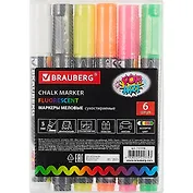 Маркеры меловые Brauberg, Pop-Art, сухостираемые 6 цветов 5 мм