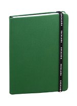 Книга для записей А5 96л кл. зелен.иск.кожа, интегр.переплет, резинка, ляссе, инд.уп.