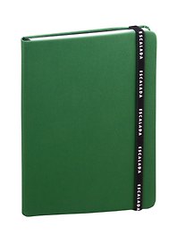 Книга для записей А5 96л кл. зелен.иск.кожа, интегр.переплет, резинка, ляссе, инд.уп.