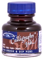 Тушь для каллиграфии 30мл сепия (синяя крышка), Winsor&Newton