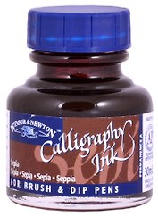 Тушь для каллиграфии 30мл сепия (синяя крышка), Winsor&Newton