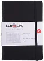 Книга для записей А5 100л кл. "Make your mark" черн.тв.переплет, тонир.блок, резинка, ляссе, инд.уп.