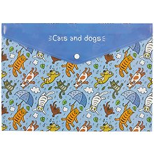 Папка -конверт «Cats and dogs» А4 на кнопке