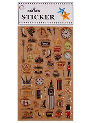 Стикеры эпоксидные на крафтовой подложке 6 видов микс