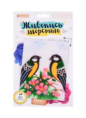 Картина из шерсти Синички А5. 3803457