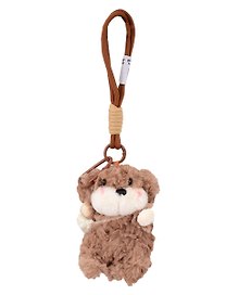 Брелок Собачка с сумочкой коричневая (текстиль) (12см) (12-21082025-F45)