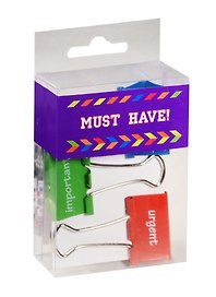 Зажимы для бумаг Must Have!, 32 мм, 3 штуки, цветные