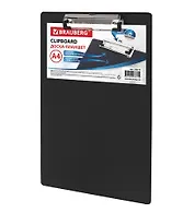 Планшет А4 "NUMBER ONE" с прижимом, картон/ПВХ, черная, BRAUBERG