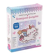 Алмазная фигурка с магнитом и ленточкой "Радужный котик"