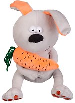 Игрушка мягкая, MaxiToys, Заяц & Morkovka,серый, 22см