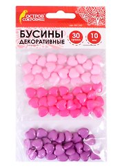 Бусины декоративные Сердце (10 мм) (30 г) (3+) (661240) (упаковка) (Остров сокровищ)