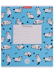 Тетрадь в клетку Erich Krause, Cats, 12 листов, в ассортименте