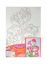 Роспись по холсту Тюльпаны (30169) (20х30см) (краски/5цв.+палитра+кисточка) (3+) (упаковка)
