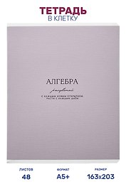 Тетрадь предметная "Алгебра", 48 листов в клетку серии "Dreamy", со справочным материалом, на скрепке, Be Smart