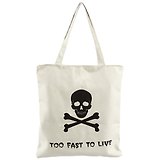 Сумка на молнии Череп Too fast to live (белая) 37*38см
