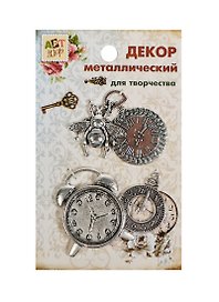 Набор Декор металл Будильники (807404) (3шт) (Арт Узор) (упаковка)