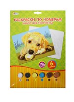 Набор Раскраски по номерам Щенок (PBN6034-5) (173945) (основа+краски-6 цв.+кисть) (Играем вместе) (конверт) (в кор. 3х24шт)