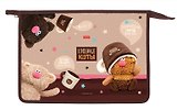 Папка для тетрадей А4 "Кофейные коты" 24,5*34*4см пластик, молния