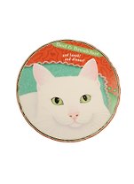 Подставка под кружку Белая кошка (круглая с рельефными краями) (11см)