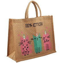 Сумка джутовая L 100% Kittycorn (43х34х19)  (ДЖ2019-10)