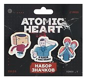 Набор значков Atomic heart Атомное противостояние (дерево) (3 штуки)