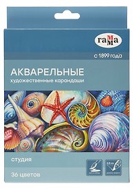 Карандаши цветные 36цв акварельные "Студия" худож., заточен., карт.уп., ГАММА