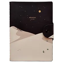 Тетрадь А5 96л кл. "Adventure" бежевый, иск.кожа, мягк.переплет, тисн.фольгой, полускр.спираль, кнопка