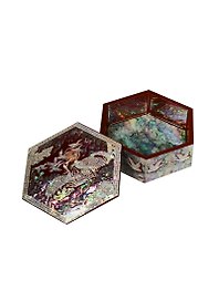 Шкатулка красная Журавли (перламутр) (9х9х3,5) (USEL-26)