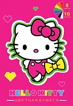 Бумага цветная Hello Kitty Neon, односторонняя 8 цветов А4 16 листов
