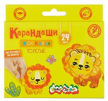 Восковые карандаши, 24 цвета, утолщенные, круглые, Каляка-Маляка
