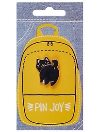 Значок «Котик с хвостиком», чёрный, металл, Pin Joy