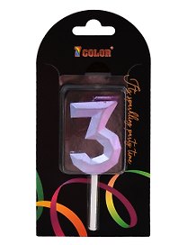 Свеча для торта Цифра 3 Градиент  (4см) (блистер) (12-7color-candle_31)